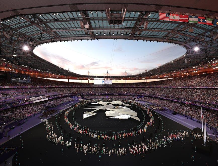 paris architecture arena building stadium person