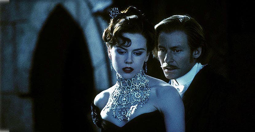 moulin rouge! nicole kidman richard roxburgh 2001 as satine the duke film title company 20 century fox 09 may couples still drama romance music movie cinema movies films screen shot screenshot actor directed by baz luhrmann lady person adult bride female woman head tie face dancing